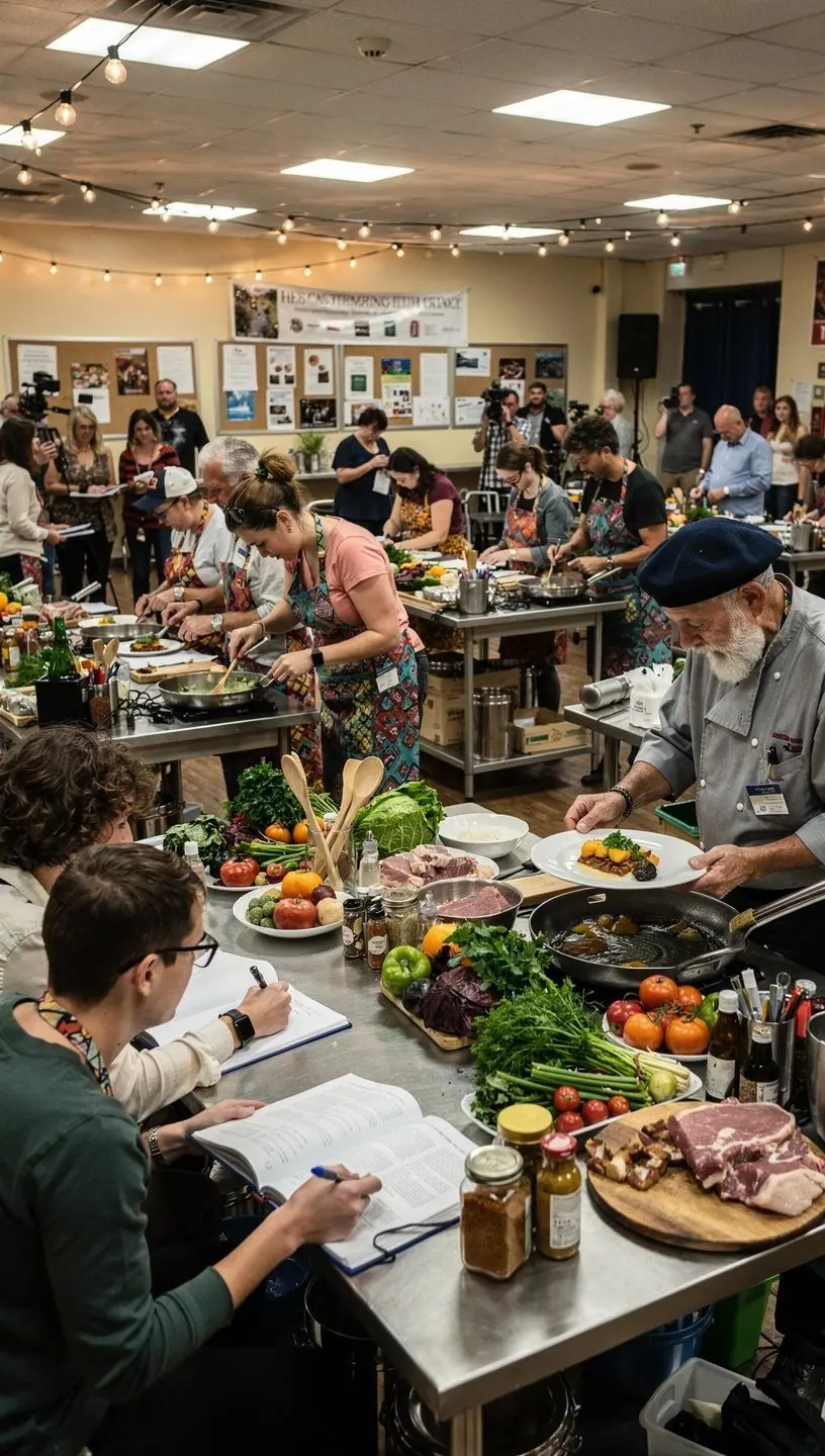 Detailní záběr na čerstvé bylinky a koření na kuchyňském stole