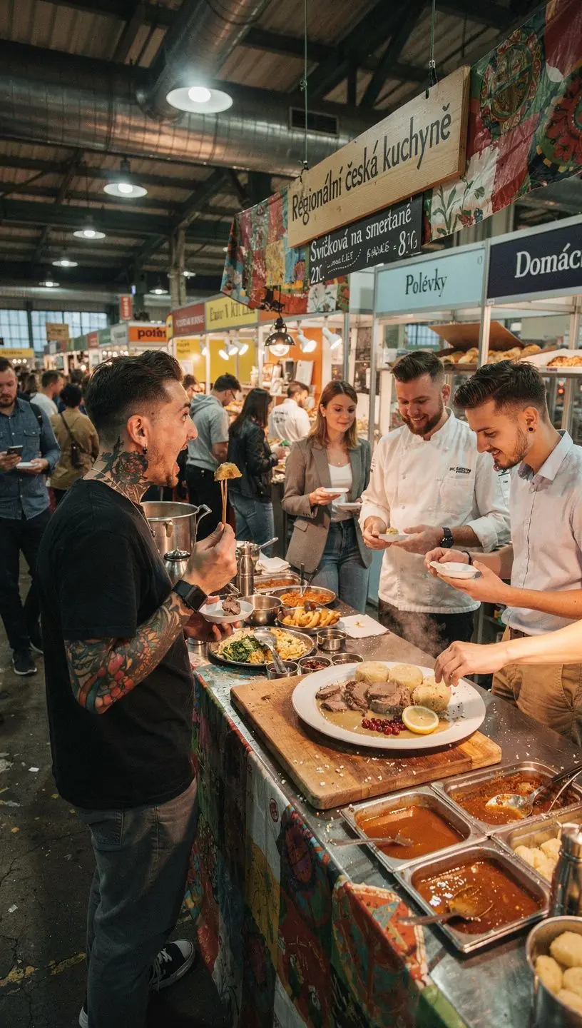 Kniha receptů s tradičními českými pokrmy na dřevěném stole